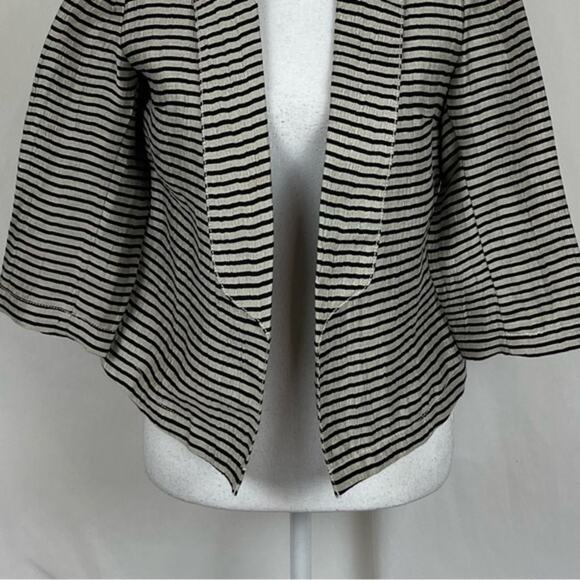 LOFT Black & Metallic Champagne Striped Linen Party Event Jacket NWOT Size 0P - Picture 4 of 12